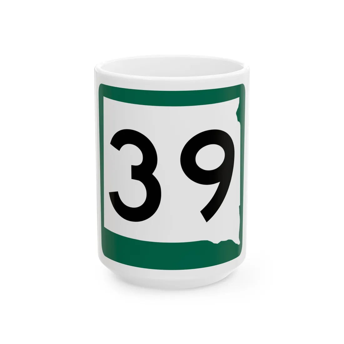 SD 39 (South Dakota) (Road Sign) White Coffee Mug 15oz - Go Mug Yourself