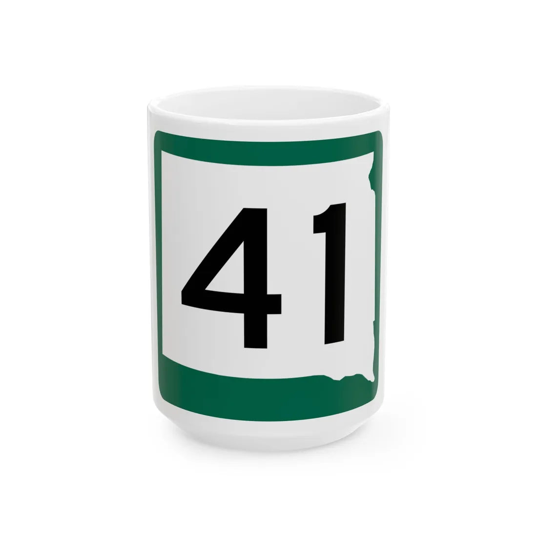 SD 41 (South Dakota) (Road Sign) White Coffee Mug 15oz - Go Mug Yourself