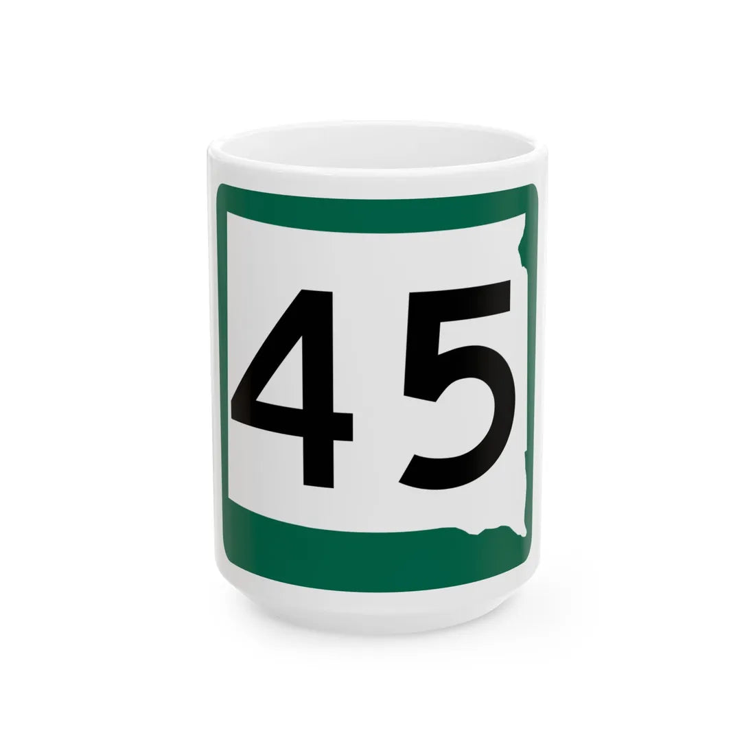 SD 45 (South Dakota) (Road Sign) White Coffee Mug 15oz - Go Mug Yourself