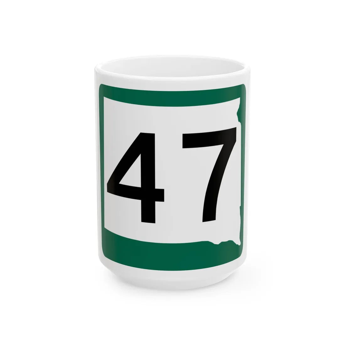 SD 47 (South Dakota) (Road Sign) White Coffee Mug 15oz - Go Mug Yourself