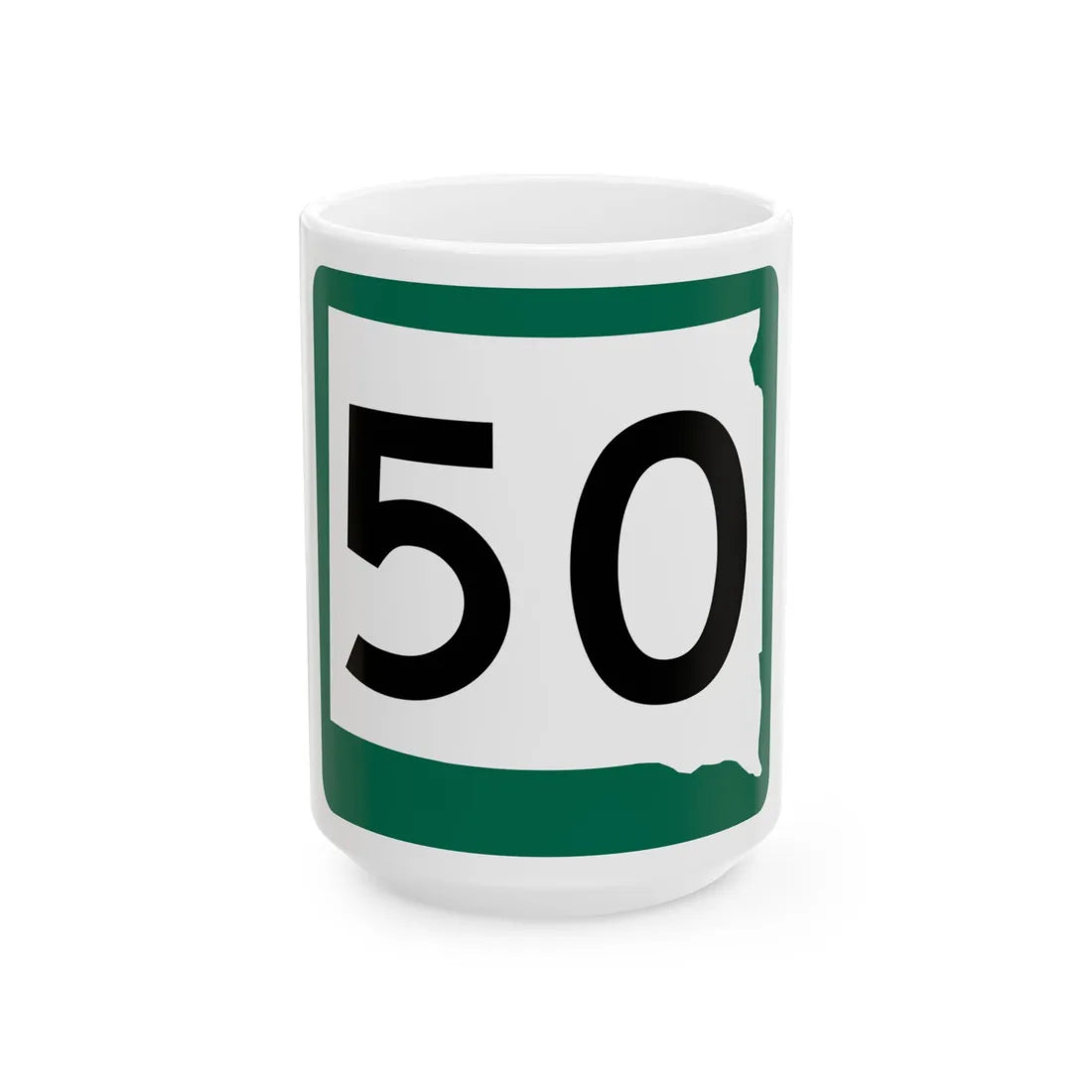 SD 50 (South Dakota) (Road Sign) White Coffee Mug 15oz - Go Mug Yourself