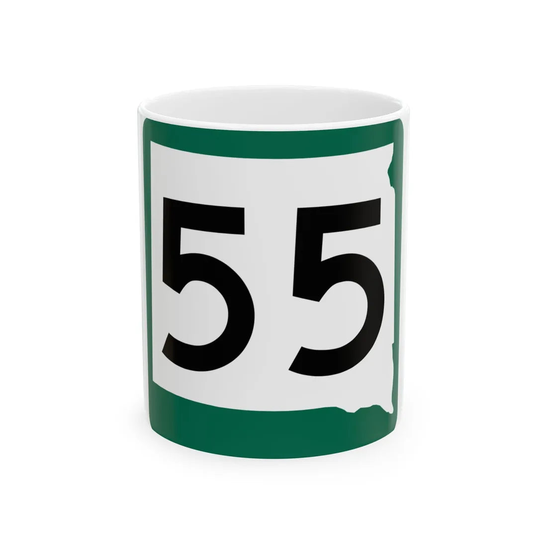 SD 55 (South Dakota) (Road Sign) White Coffee Mug 11oz - Go Mug Yourself