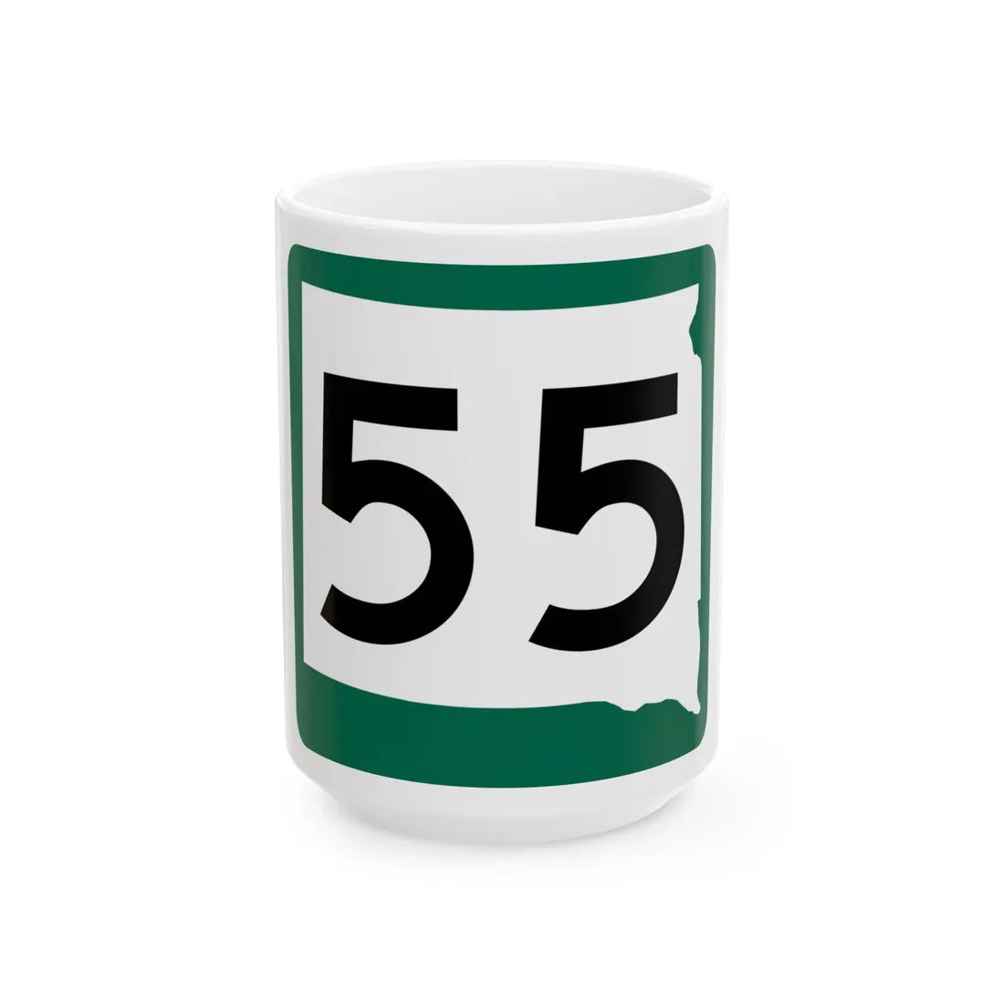 SD 55 (South Dakota) (Road Sign) White Coffee Mug 15oz - Go Mug Yourself