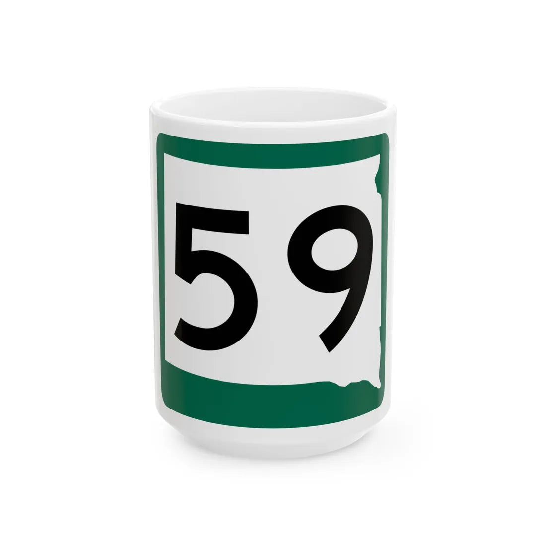 SD 59 (South Dakota) (Road Sign) White Coffee Mug 15oz - Go Mug Yourself