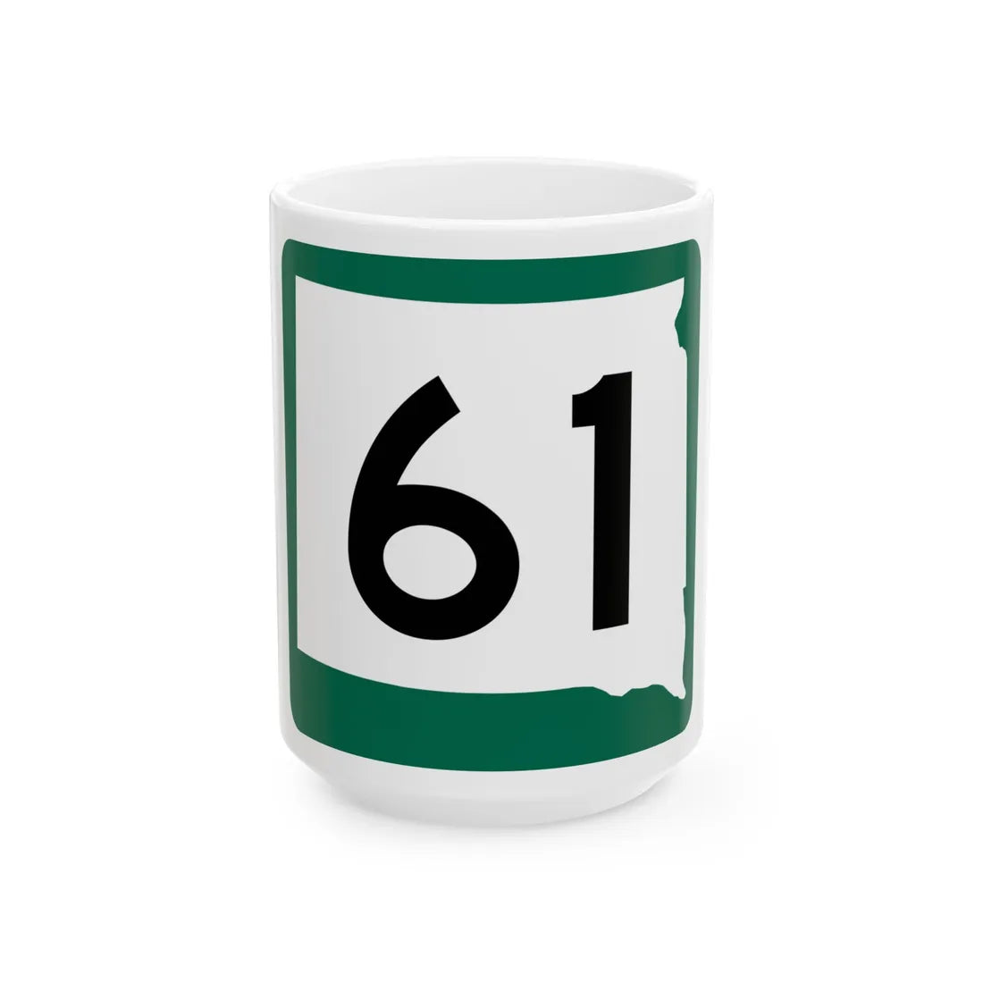 SD 61 (South Dakota) (Road Sign) White Coffee Mug 15oz - Go Mug Yourself