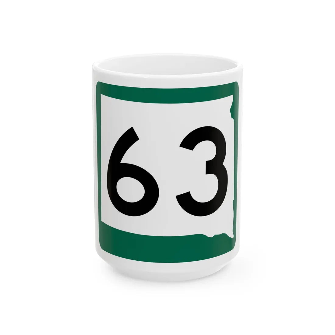 SD 63 (South Dakota) (Road Sign) White Coffee Mug 15oz - Go Mug Yourself