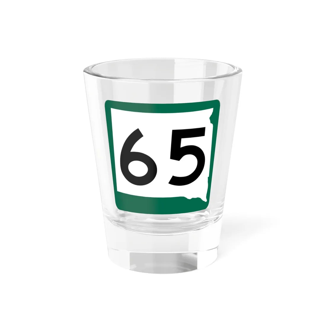 SD 65 (South Dakota) (Road Sign) Shot Glass 1.5oz 1.5oz - Go Mug Yourself