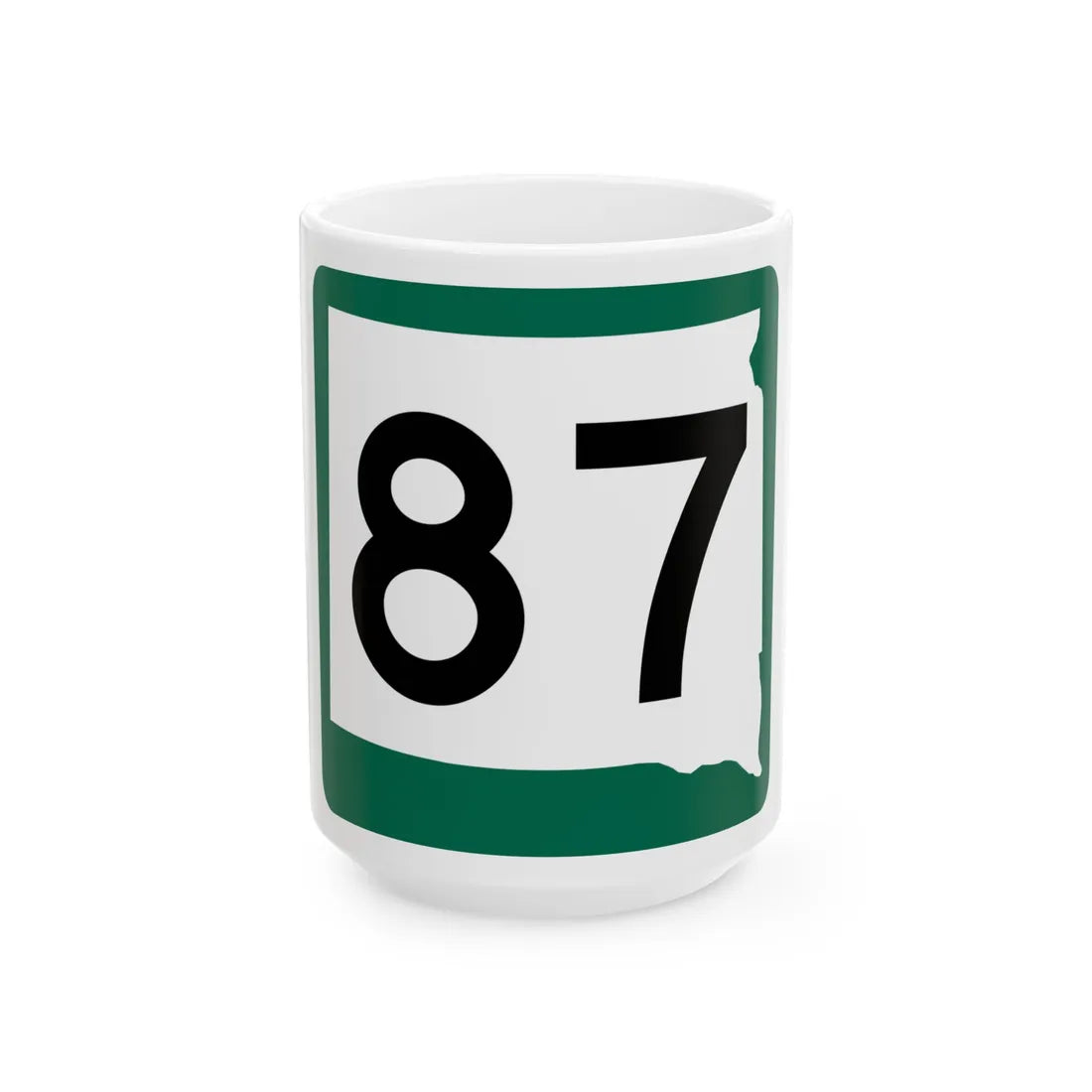 SD 87 (South Dakota) (Road Sign) White Coffee Mug 15oz - Go Mug Yourself