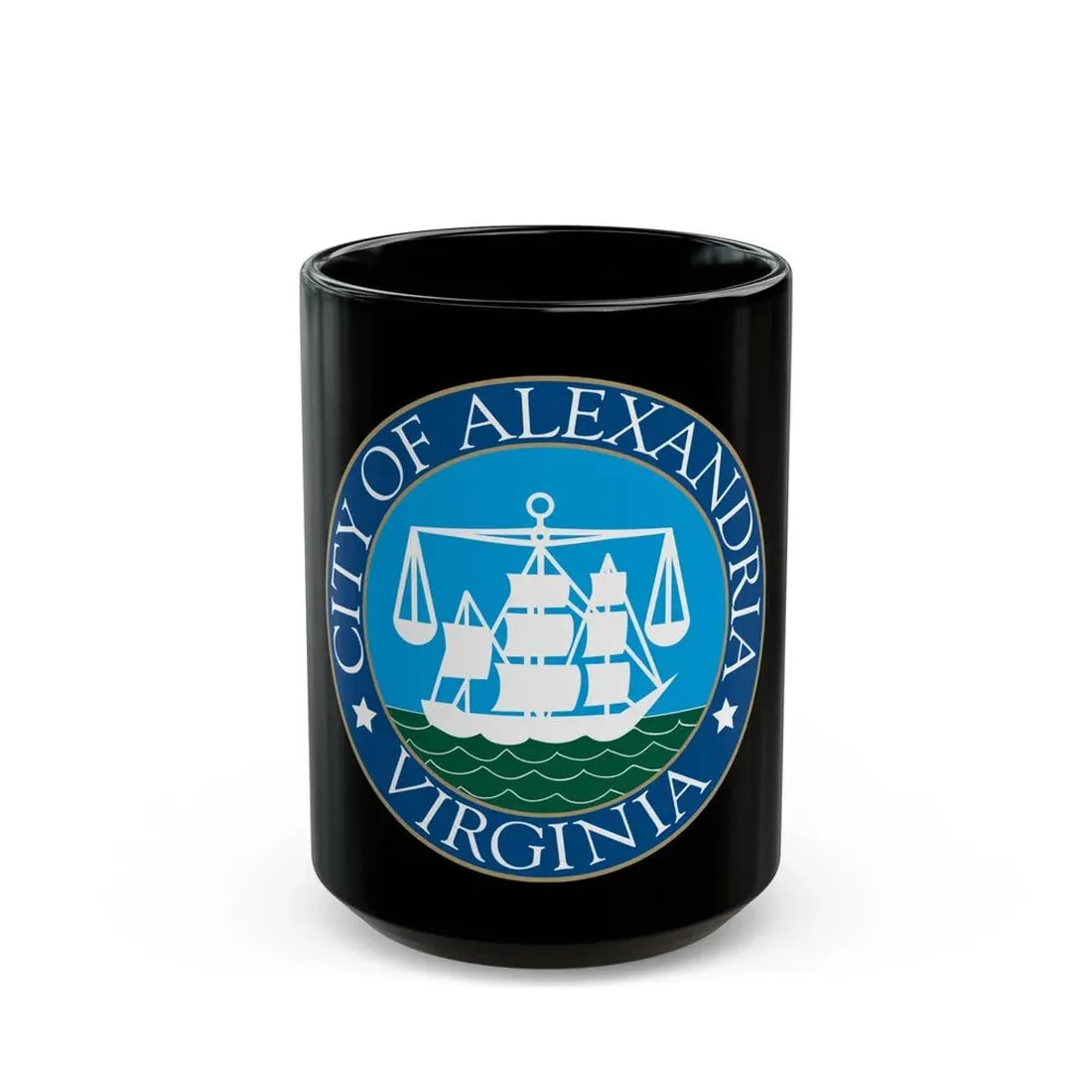 Seal of Alexandria Virginia - Black Coffee Mug 15oz - Go Mug Yourself