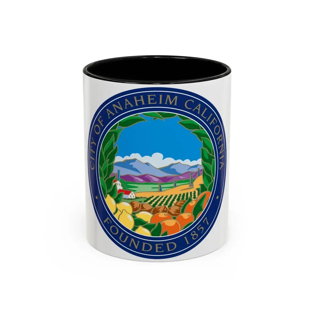 Seal of Anaheim California - Accent Coffee Mug 11oz Black - Go Mug Yourself