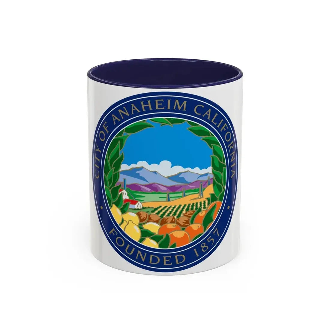 Seal of Anaheim California - Accent Coffee Mug 11oz Navy - Go Mug Yourself