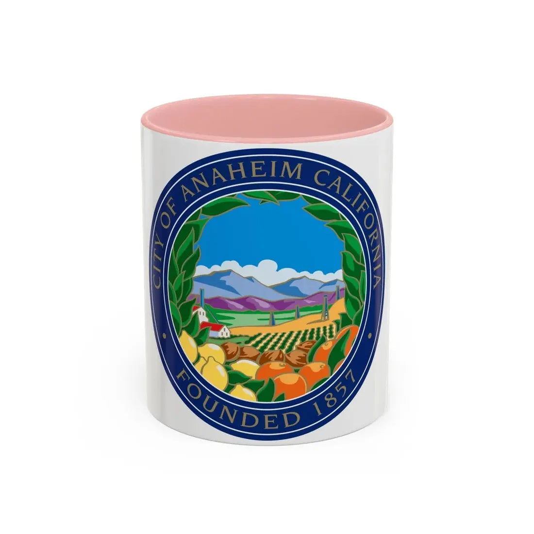 Seal of Anaheim California - Accent Coffee Mug 11oz Pink - Go Mug Yourself