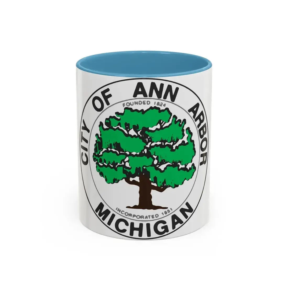 Seal of Ann Arbor Michigan - Accent Coffee Mug 11oz Light Blue - Go Mug Yourself