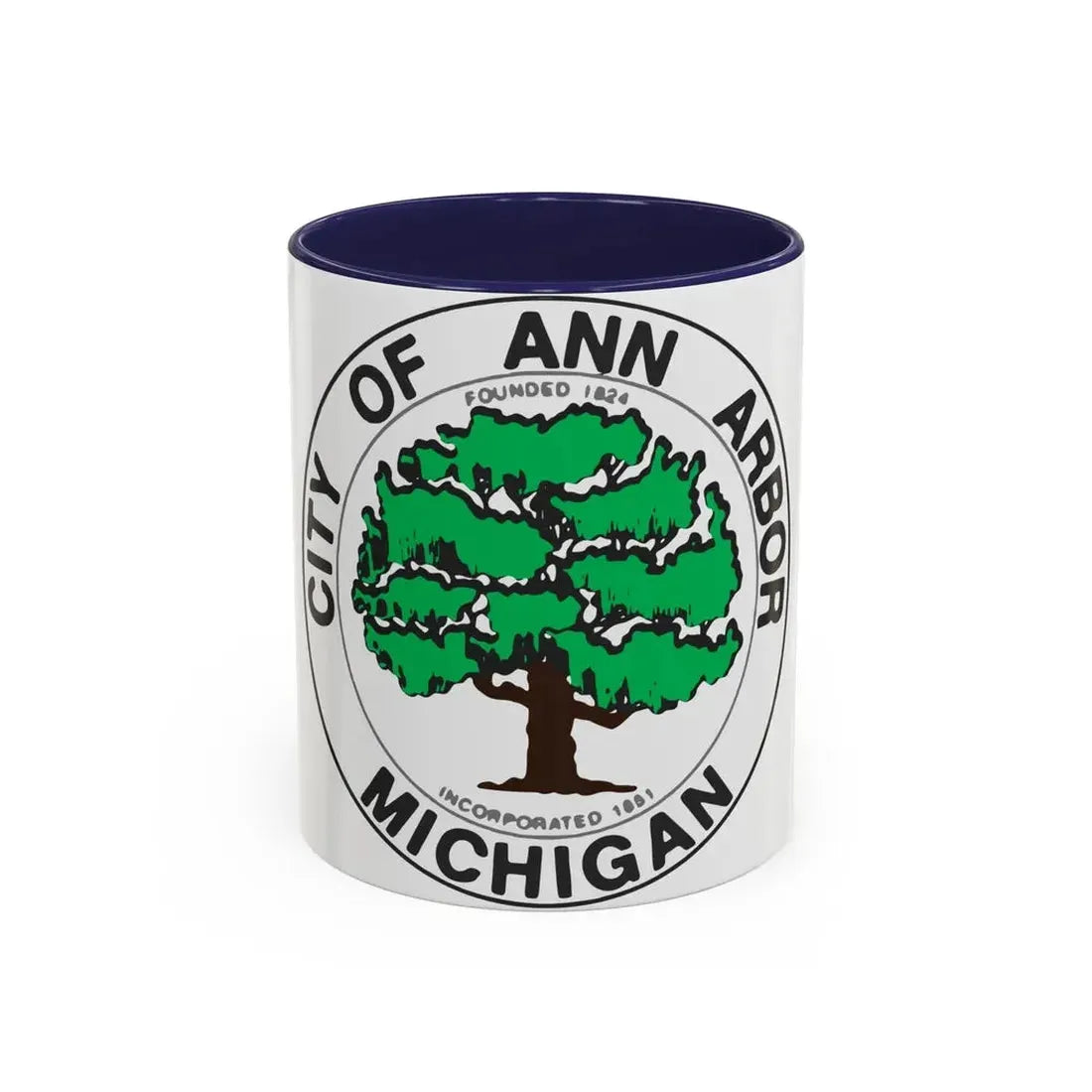 Seal of Ann Arbor Michigan - Accent Coffee Mug 11oz Navy - Go Mug Yourself