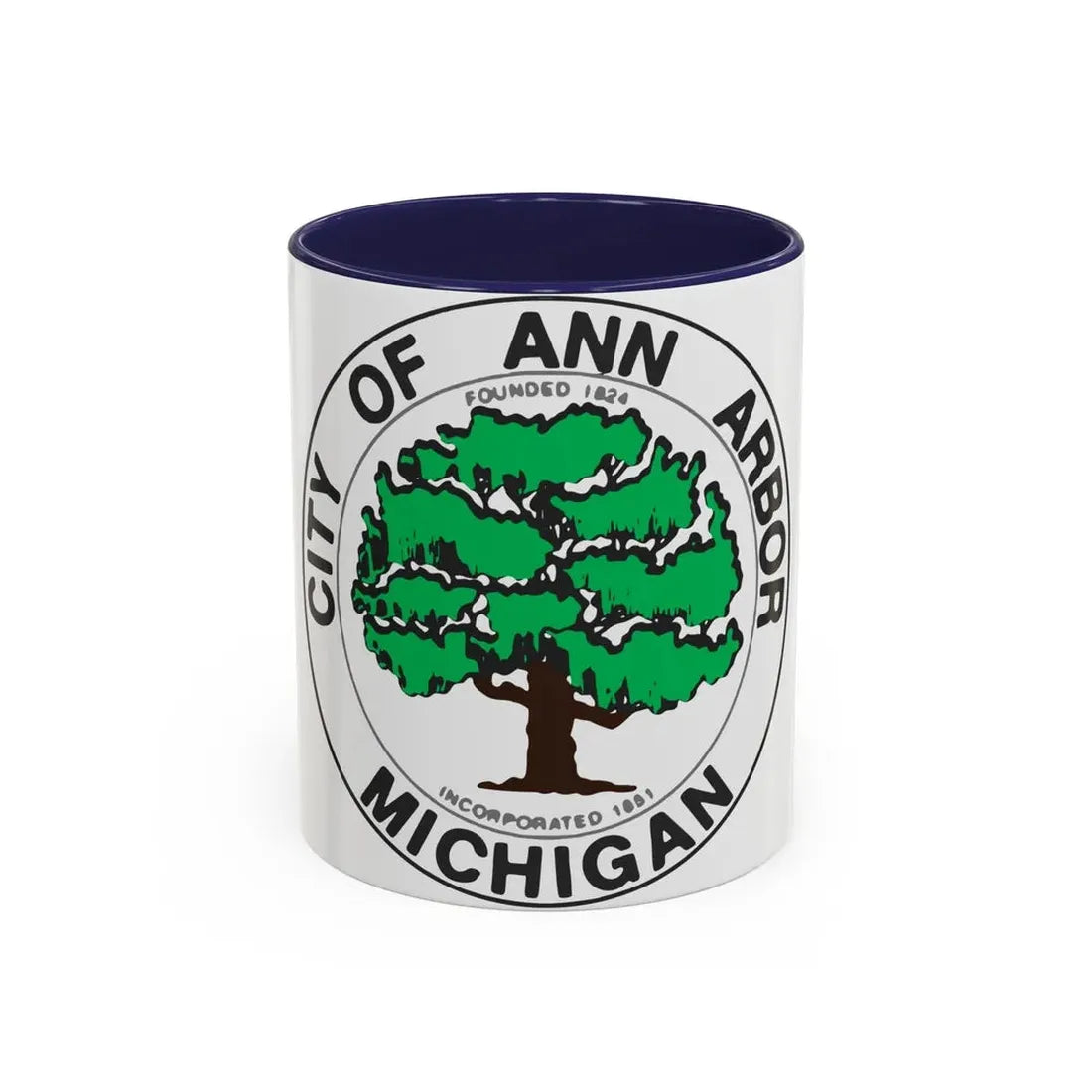 Seal of Ann Arbor Michigan - Accent Coffee Mug 11oz Navy - Go Mug Yourself