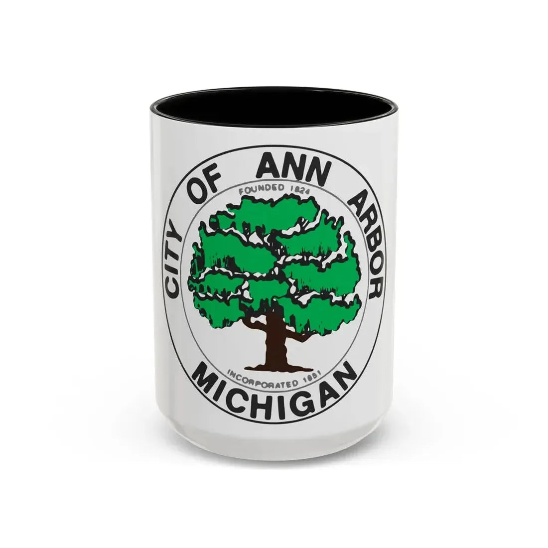 Seal of Ann Arbor Michigan - Accent Coffee Mug 15oz Black - Go Mug Yourself