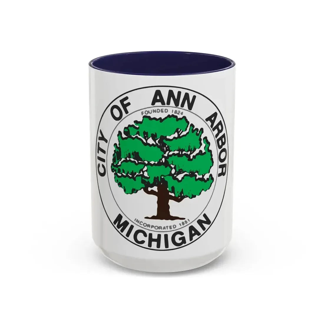 Seal of Ann Arbor Michigan - Accent Coffee Mug 15oz Navy - Go Mug Yourself