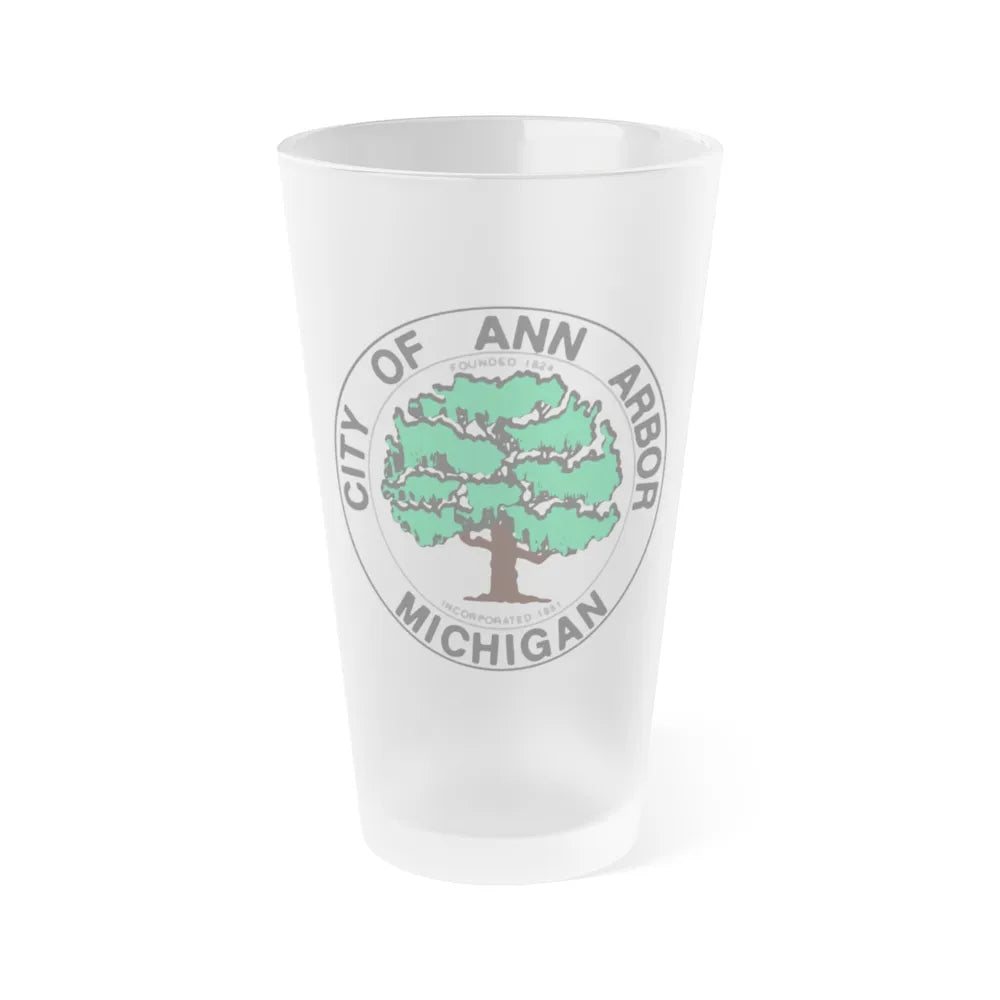 Seal of Ann Arbor Michigan - Frosted Pint Glass 16oz-16oz-Frosted-Go Mug Yourself