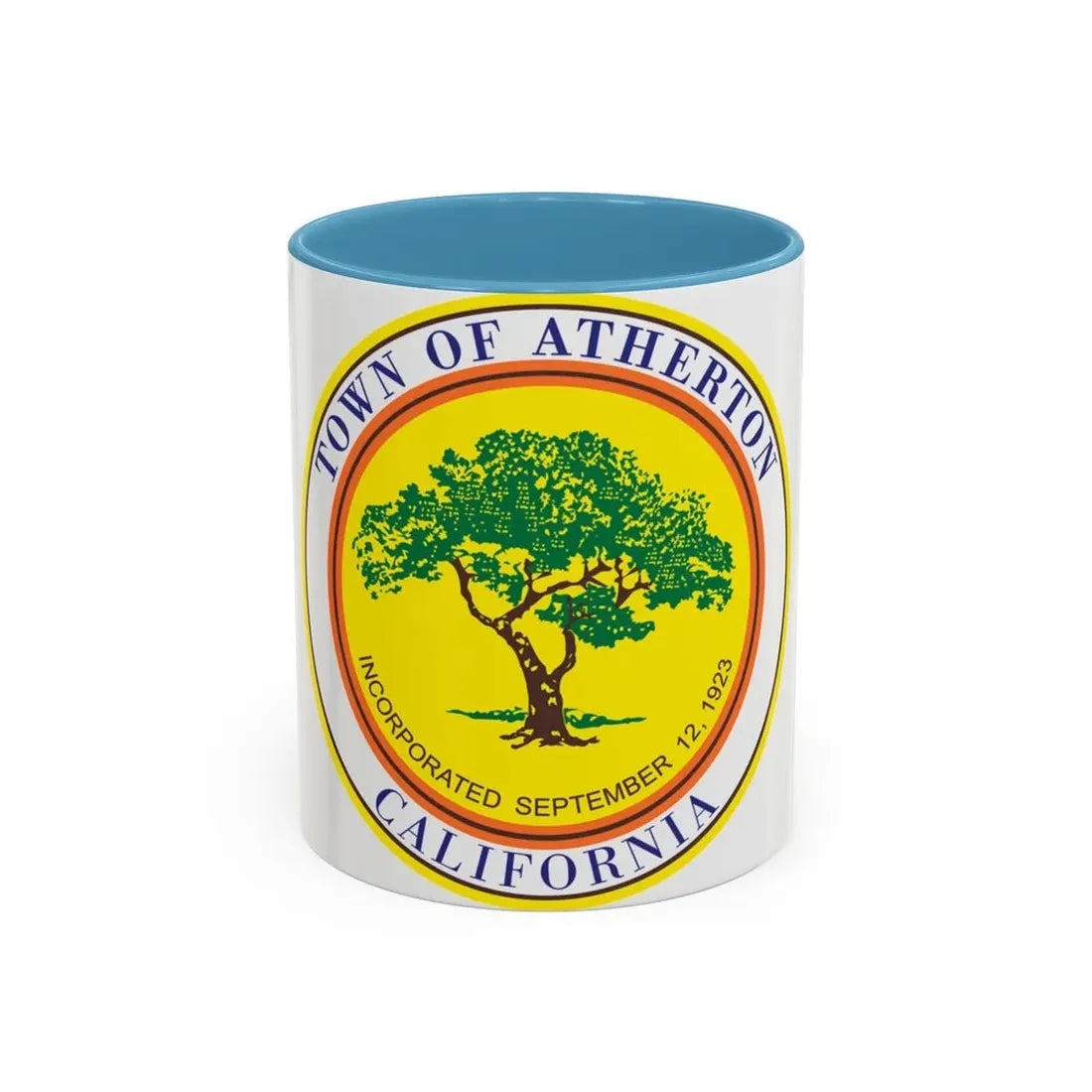 Seal of Atherton California - Accent Coffee Mug 11oz Light Blue - Go Mug Yourself