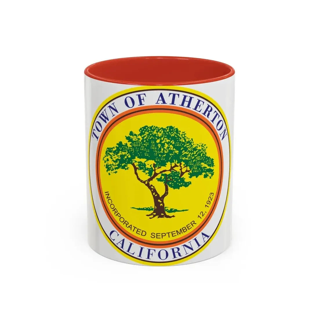 Seal of Atherton California - Accent Coffee Mug 11oz Red - Go Mug Yourself
