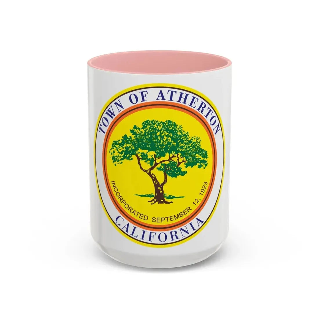 Seal of Atherton California - Accent Coffee Mug 15oz Pink - Go Mug Yourself