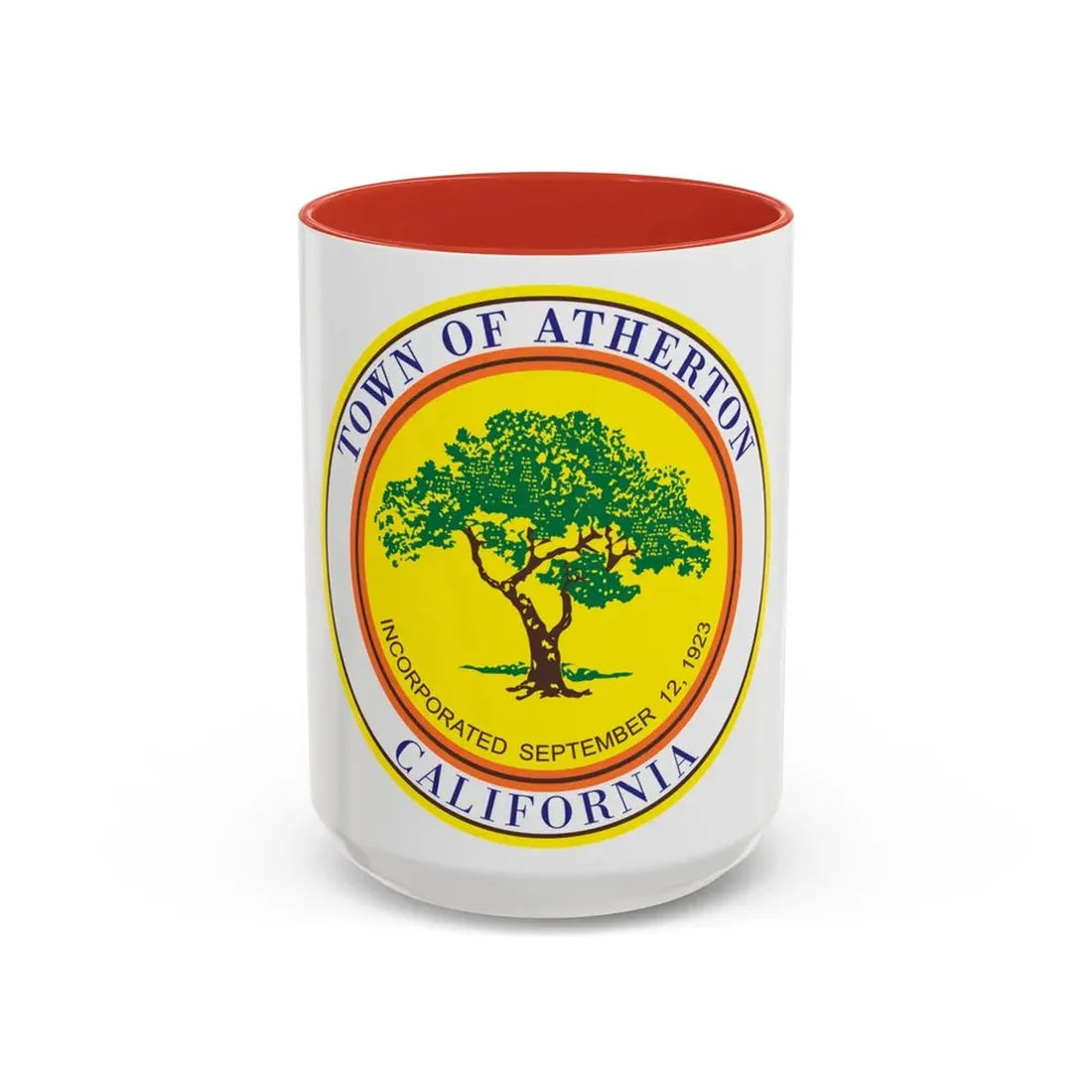 Seal of Atherton California - Accent Coffee Mug 15oz Red - Go Mug Yourself