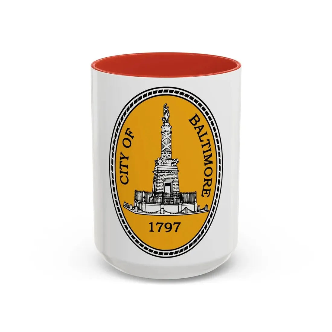 Seal of Baltimore Maryland - Accent Coffee Mug 15oz Red - Go Mug Yourself