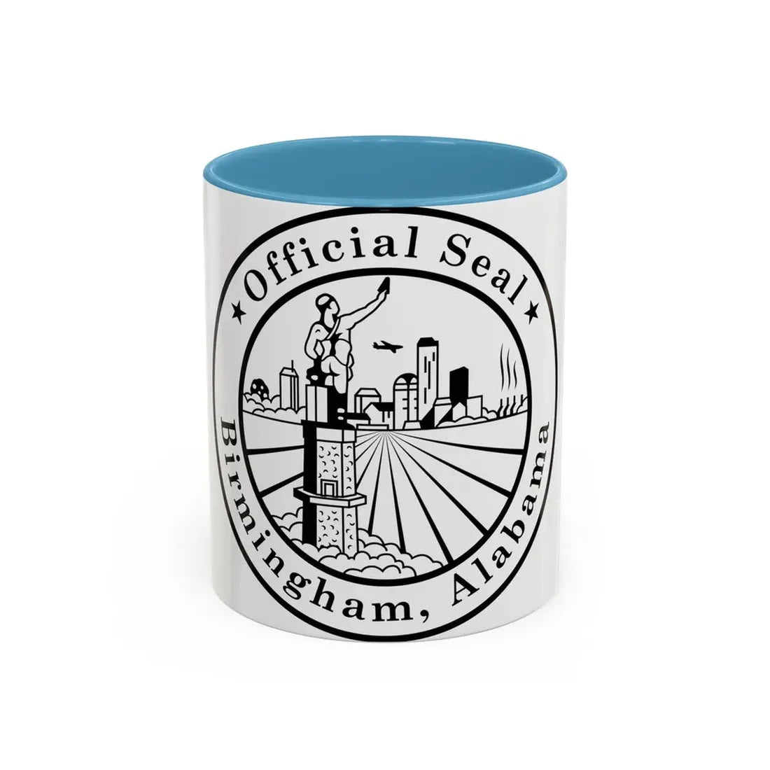 Seal of Birmingham Alabama - Accent Coffee Mug 11oz Light Blue - Go Mug Yourself