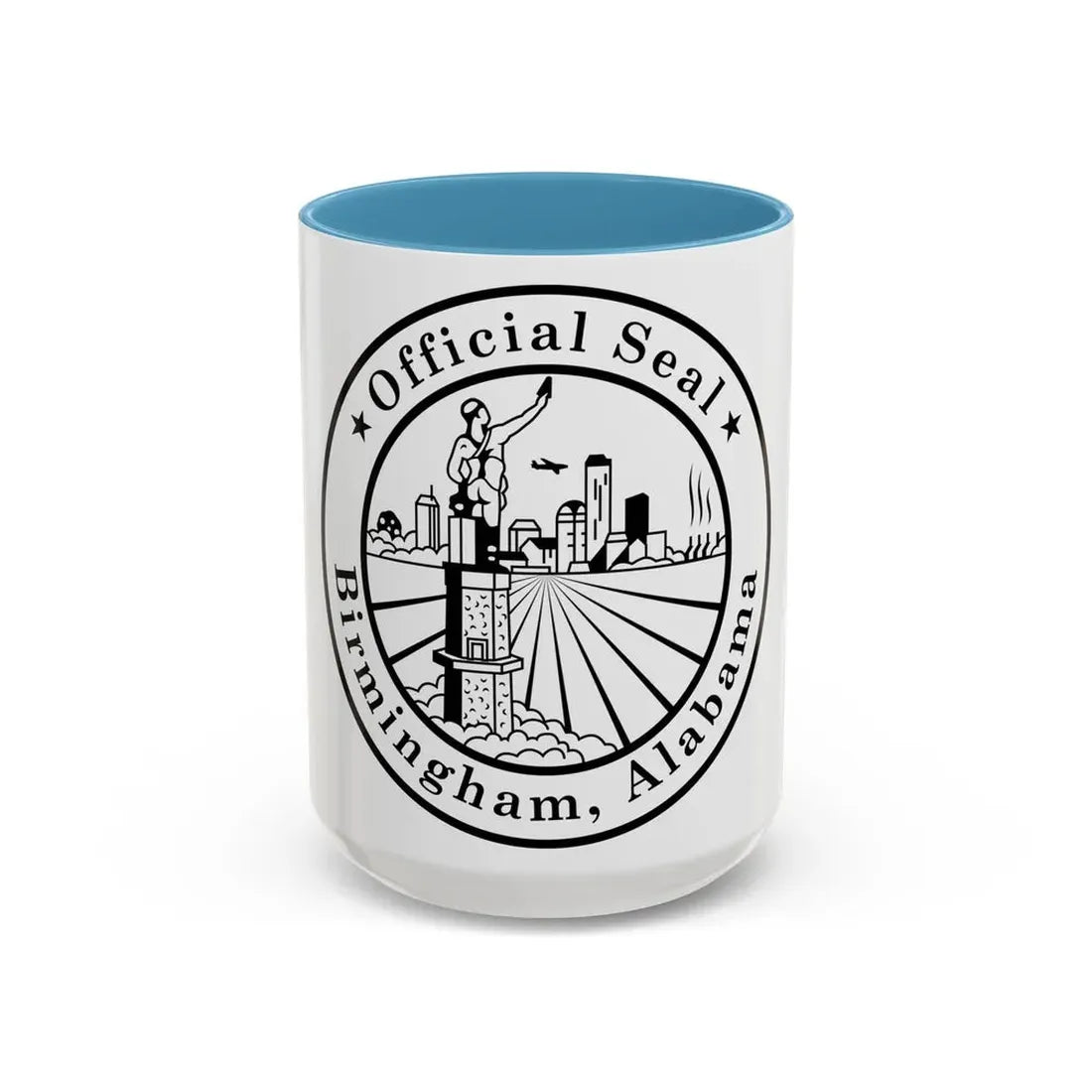 Seal of Birmingham Alabama - Accent Coffee Mug 15oz Light Blue - Go Mug Yourself