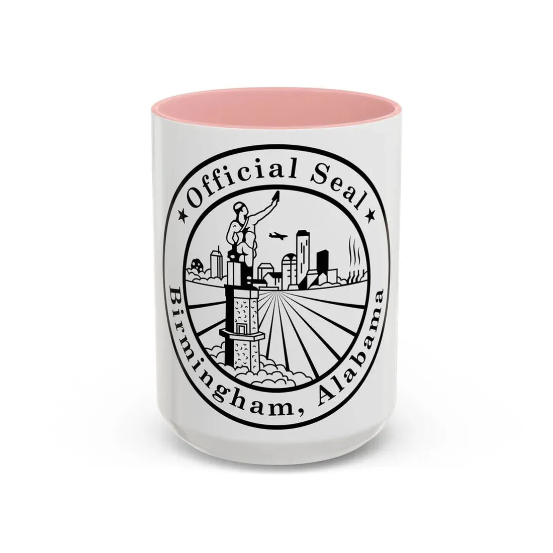 Seal of Birmingham Alabama - Accent Coffee Mug 15oz Pink - Go Mug Yourself