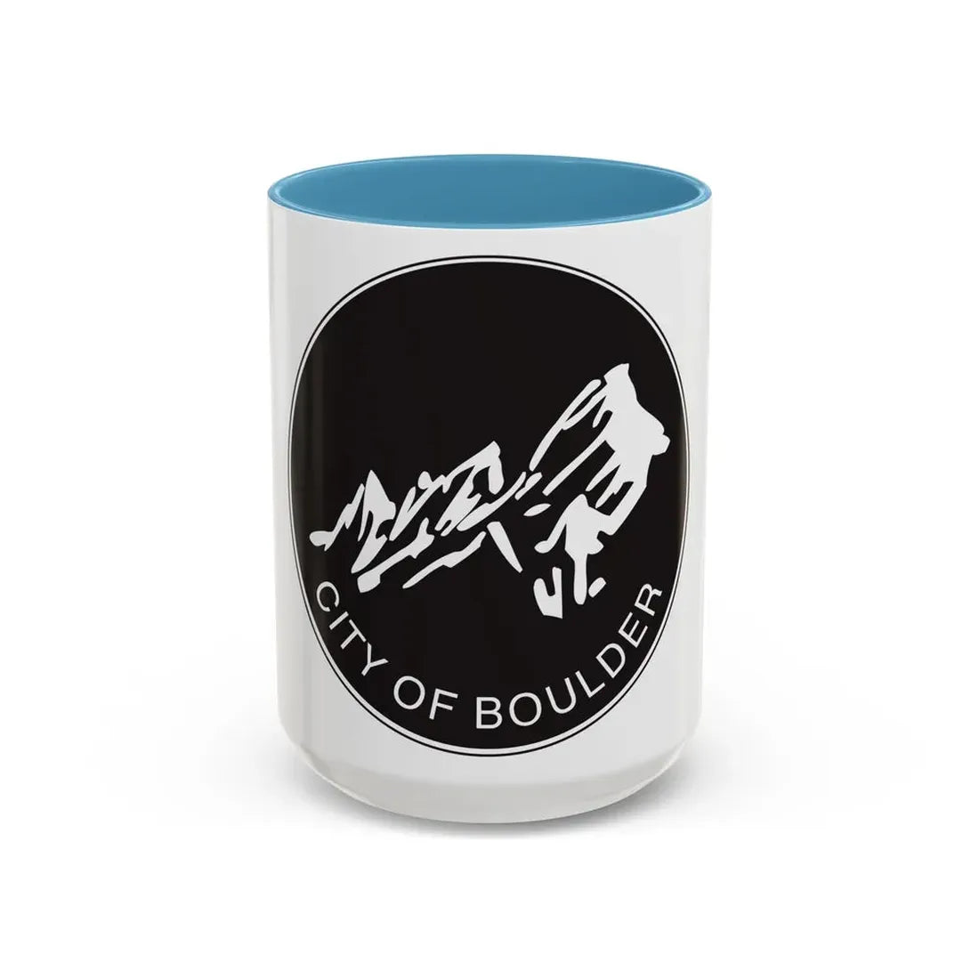 Seal of Boulder Colorado - Accent Coffee Mug 15oz Light Blue - Go Mug Yourself