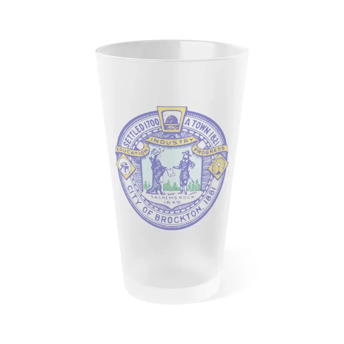 Seal of Brockton Massachusetts - Frosted Pint Glass 16oz 16oz Frosted - Go Mug Yourself
