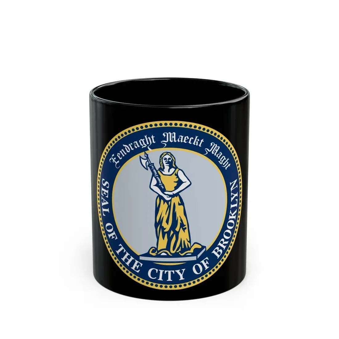 Seal of Brooklyn New York - Black Coffee Mug 11oz - Go Mug Yourself