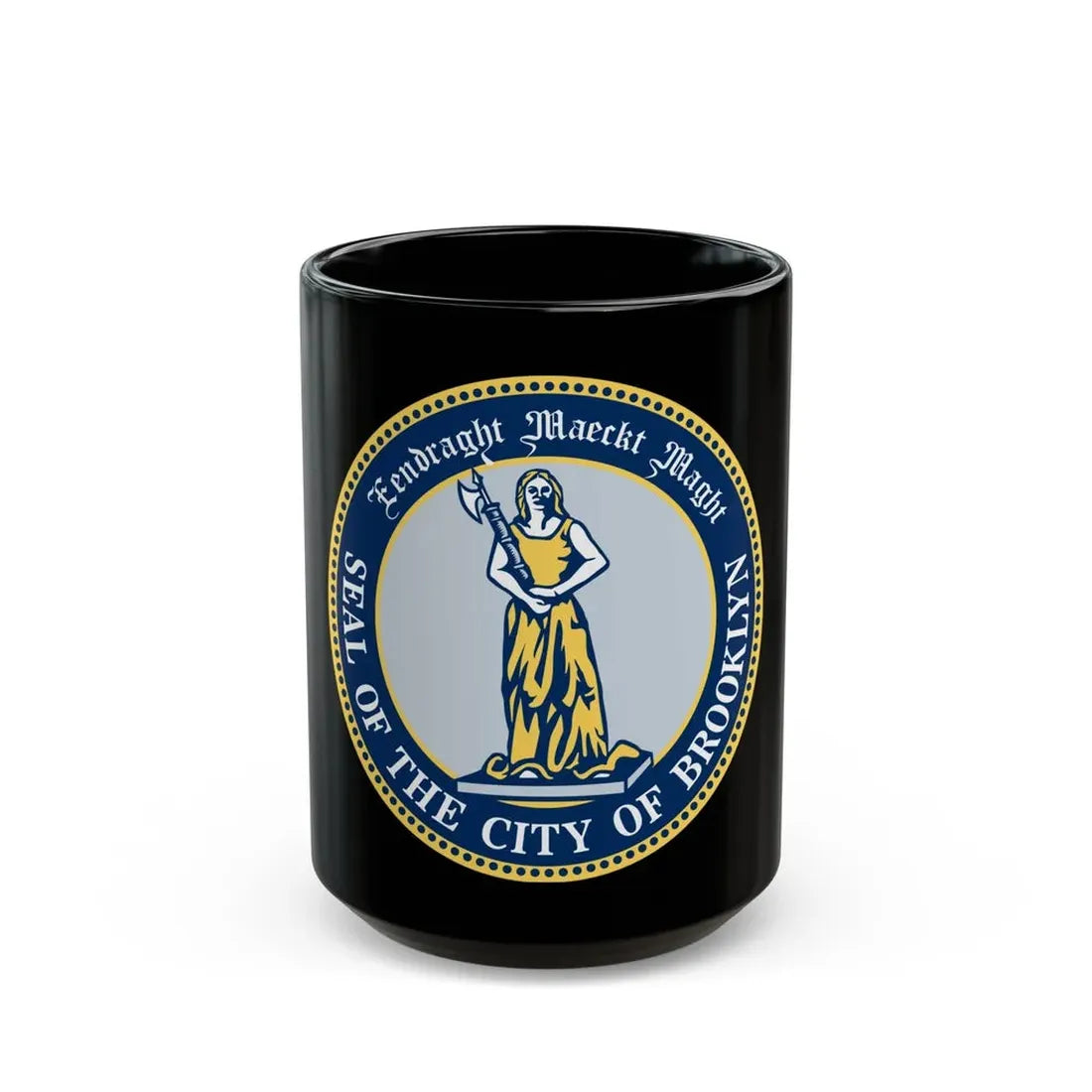 Seal of Brooklyn New York - Black Coffee Mug 15oz - Go Mug Yourself
