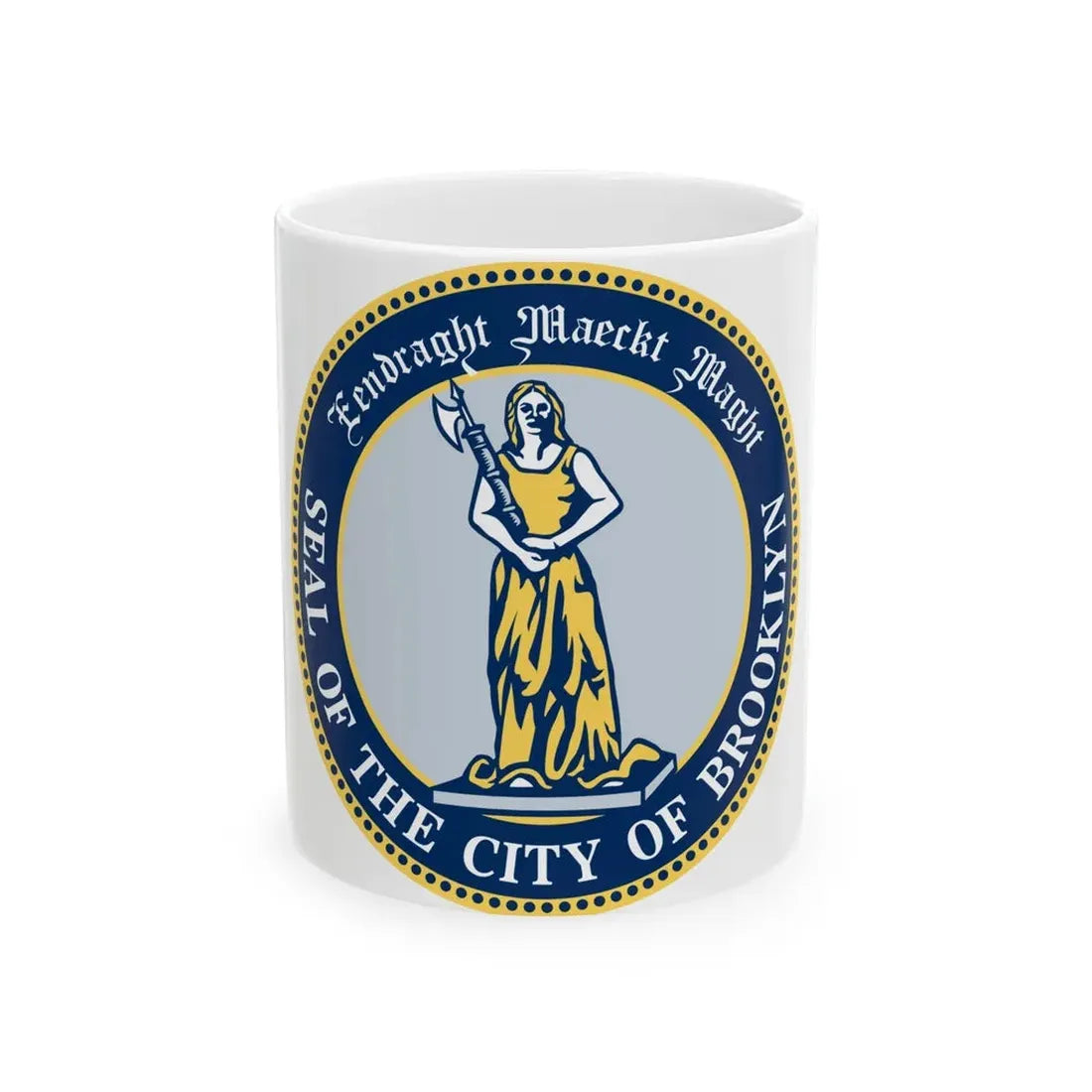 Seal of Brooklyn New York - White Coffee Mug 11oz - Go Mug Yourself