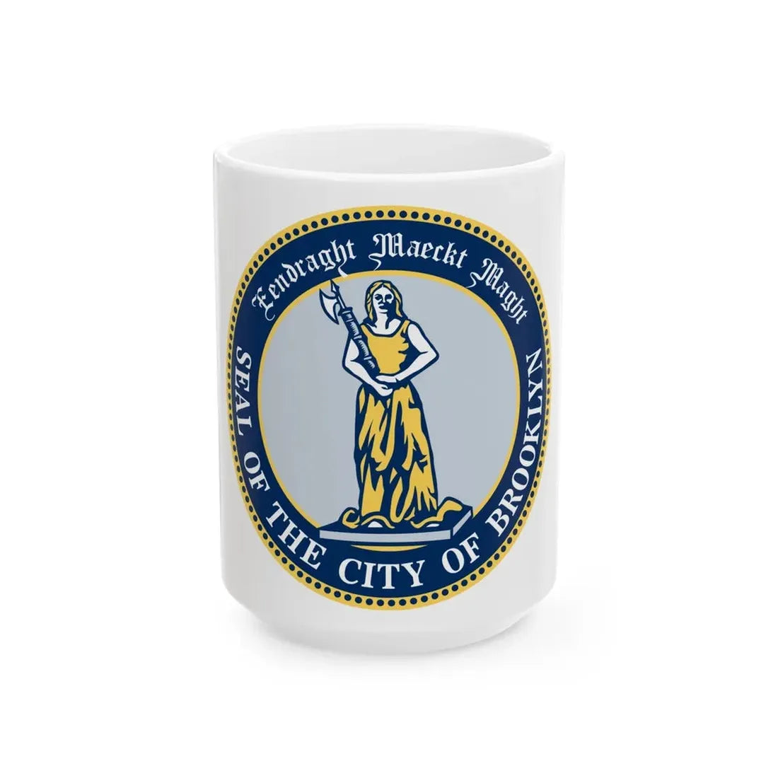 Seal of Brooklyn New York - White Coffee Mug 15oz - Go Mug Yourself