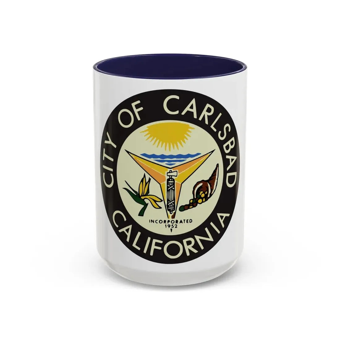 Seal of Carlsbad California - Accent Coffee Mug 15oz Navy - Go Mug Yourself