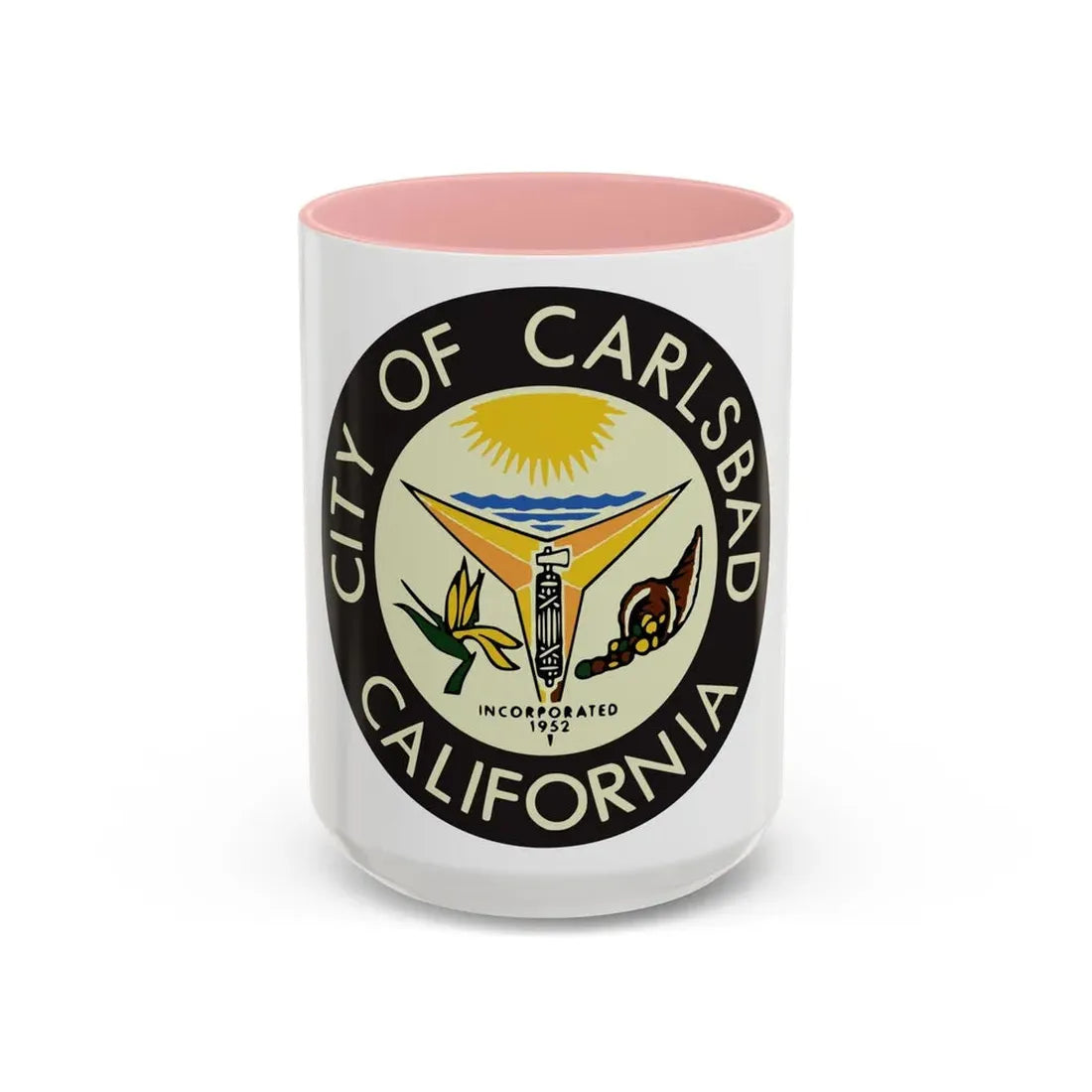 Seal of Carlsbad California - Accent Coffee Mug 15oz Pink - Go Mug Yourself