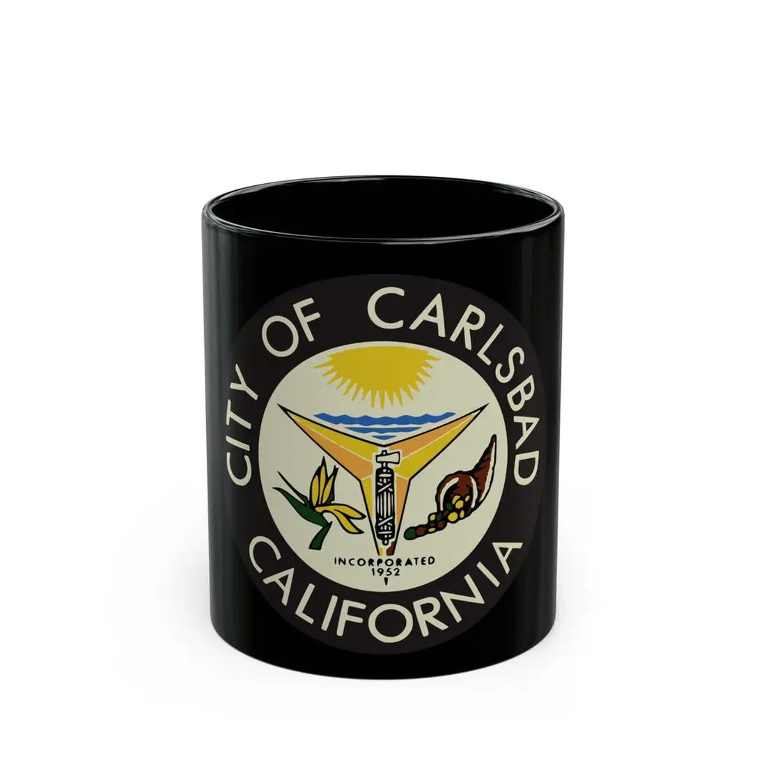 Seal of Carlsbad California - Black Coffee Mug 11oz - Go Mug Yourself