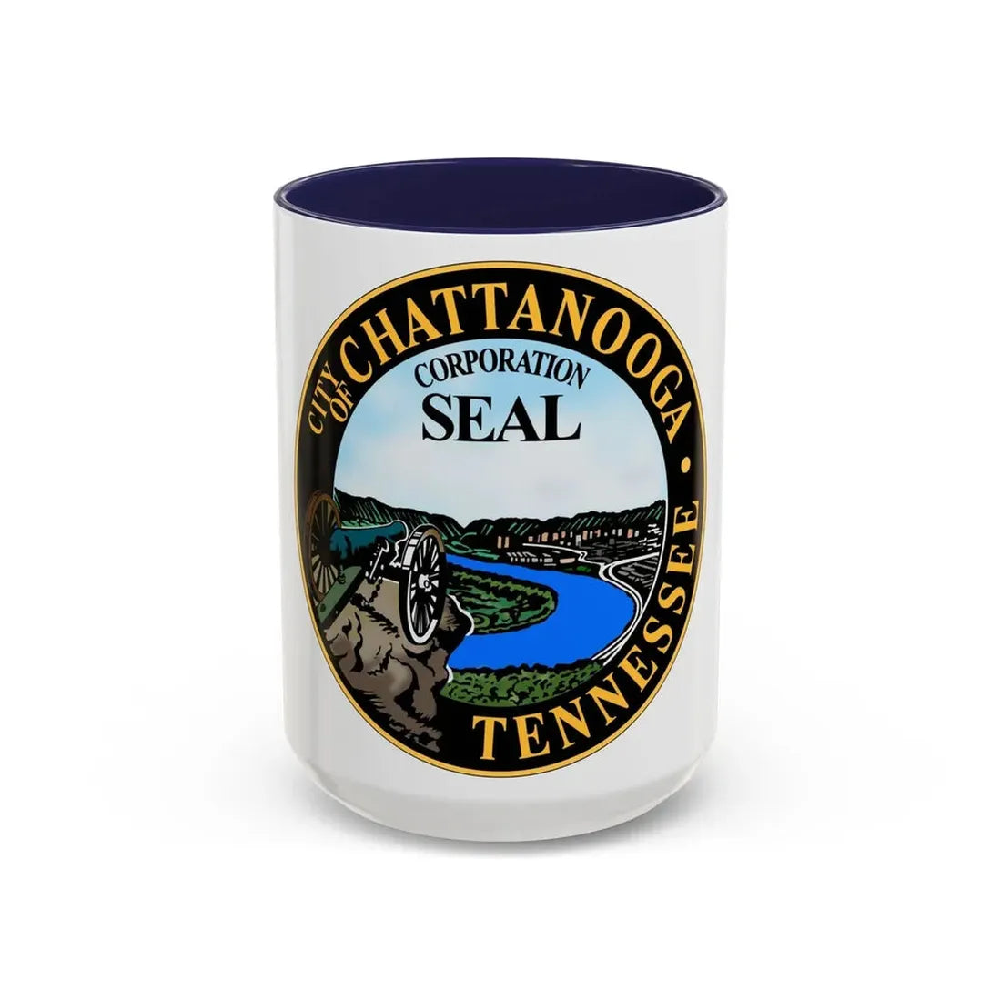 Seal of Chattanooga Tennessee - Accent Coffee Mug 15oz Navy - Go Mug Yourself
