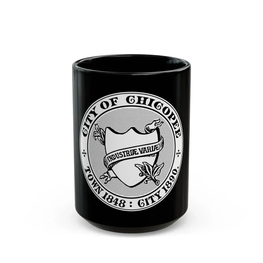Seal of Chicopee Massachusetts - Black Coffee Mug 15oz - Go Mug Yourself