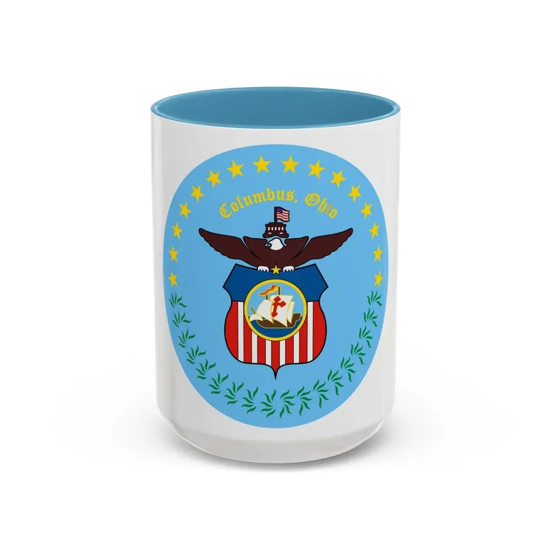 Seal of Columbus Ohio - Accent Coffee Mug 15oz Light Blue - Go Mug Yourself