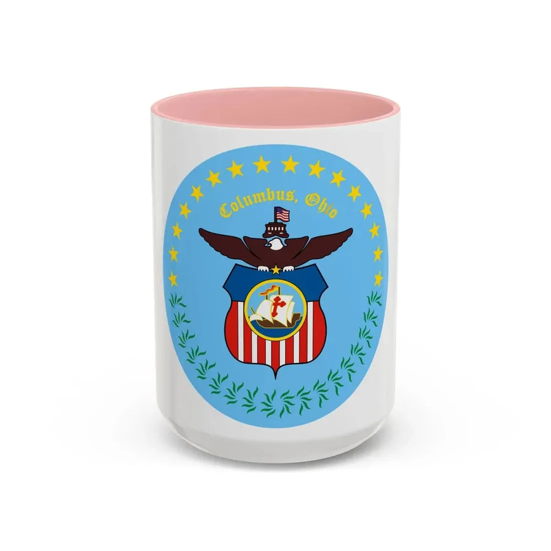 Seal of Columbus Ohio - Accent Coffee Mug 15oz Pink - Go Mug Yourself