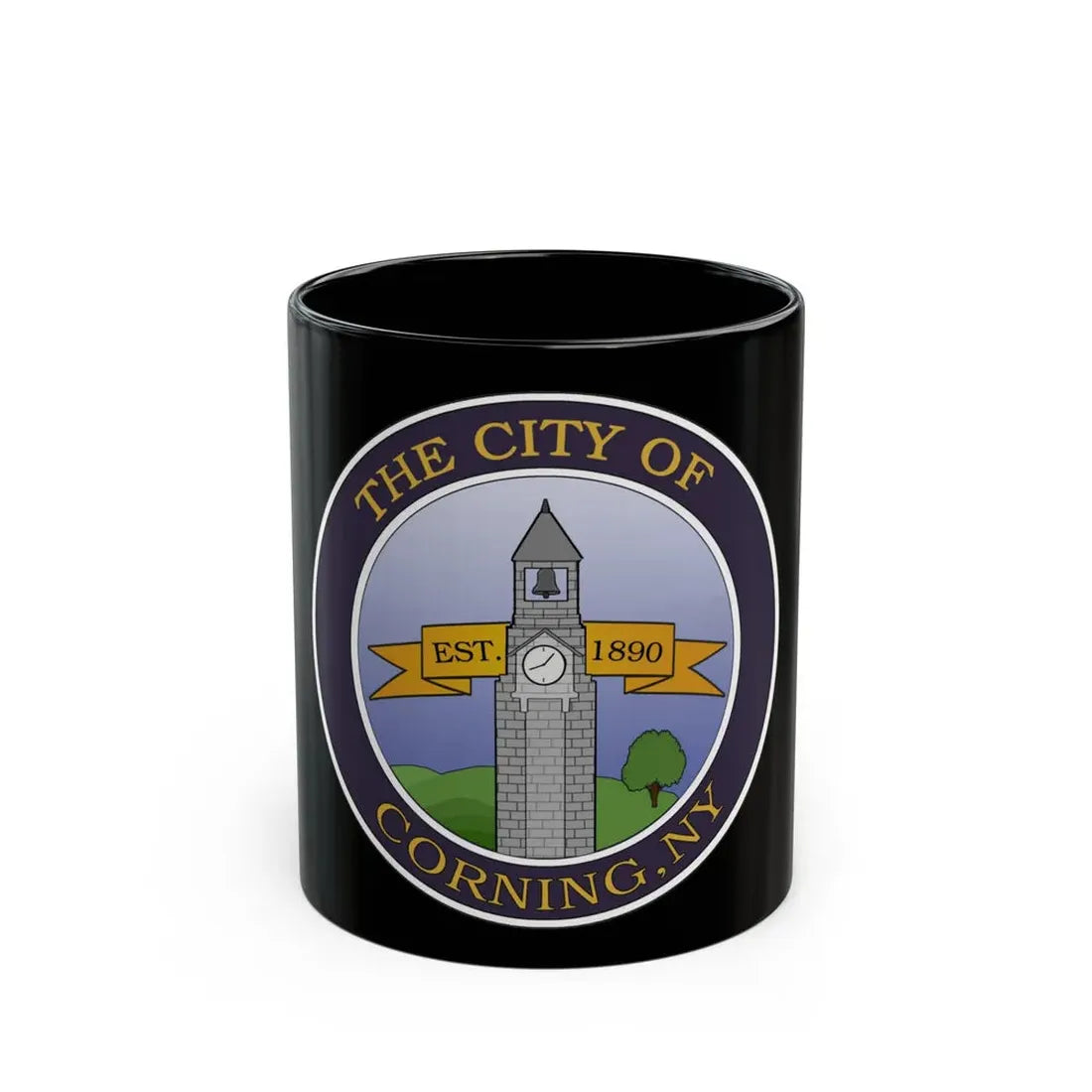 Seal of Corning NY - Black Coffee Mug 11oz - Go Mug Yourself