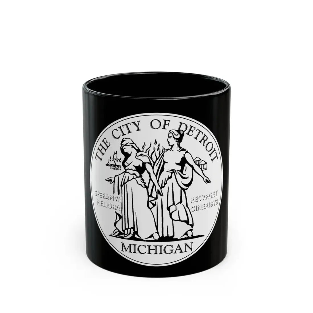Seal of Detroit - Black Coffee Mug 11oz - Go Mug Yourself
