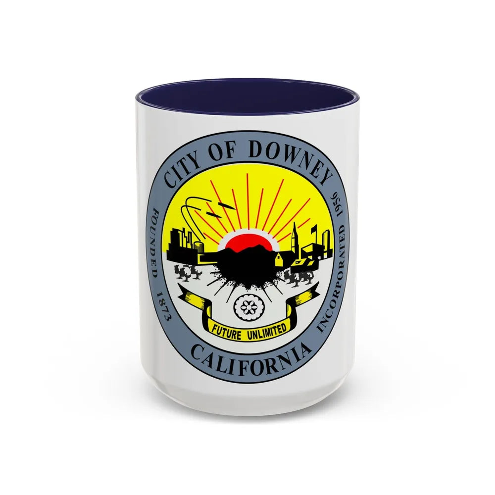 Seal of Downey California - Accent Coffee Mug-15oz-Navy-Go Mug Yourself