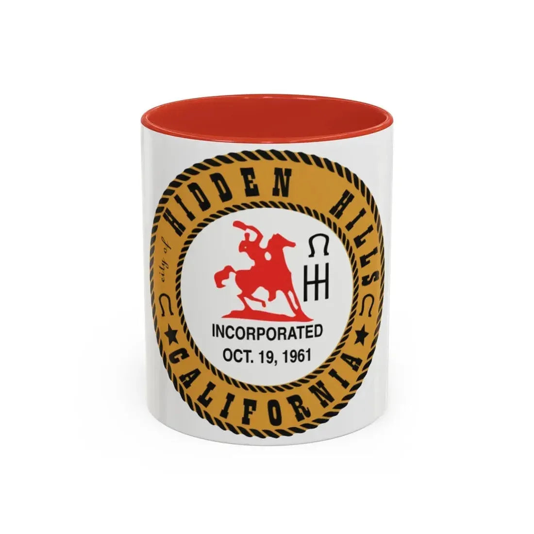 Seal of Hidden Hills California - Accent Coffee Mug 11oz Red - Go Mug Yourself