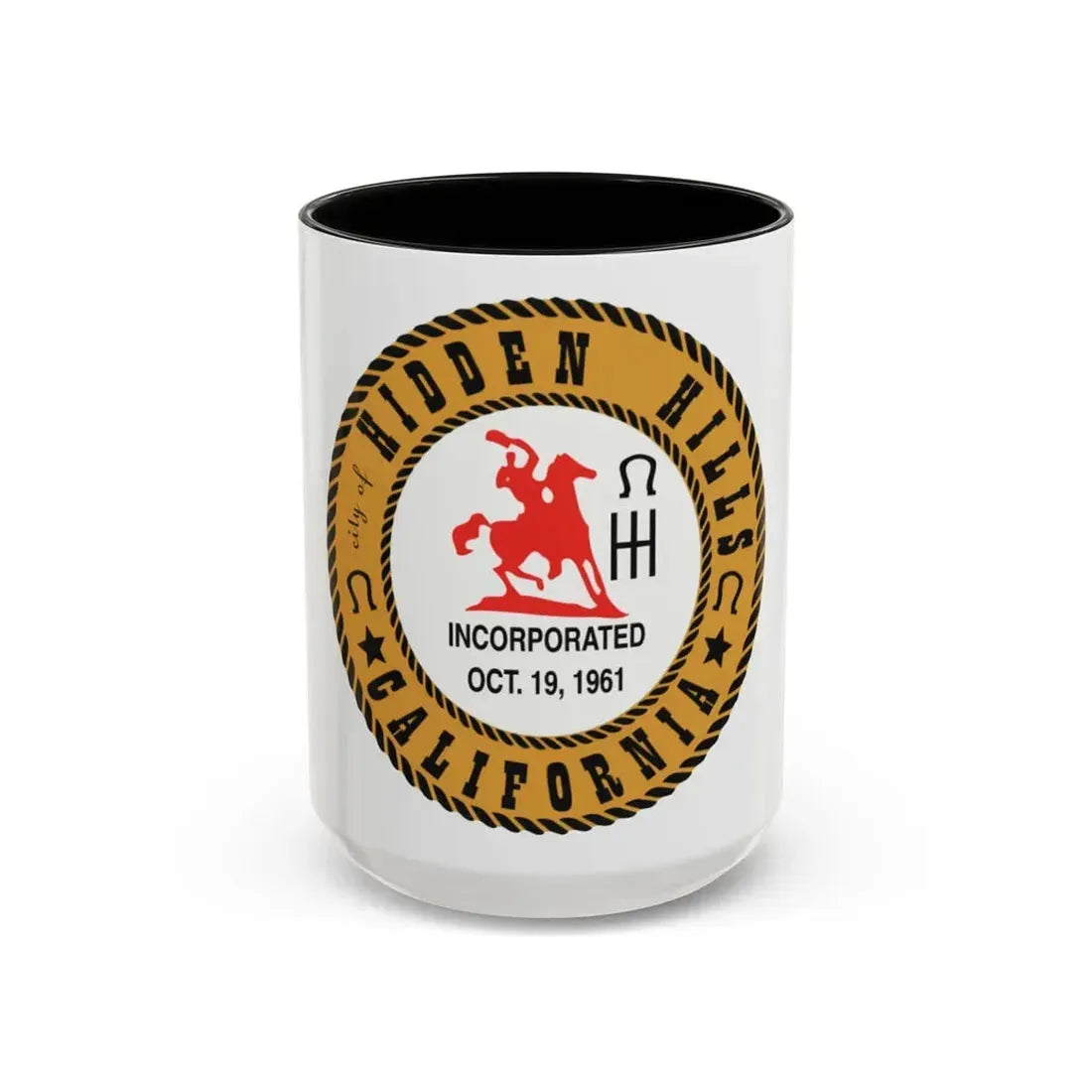 Seal of Hidden Hills California - Accent Coffee Mug 15oz Black - Go Mug Yourself