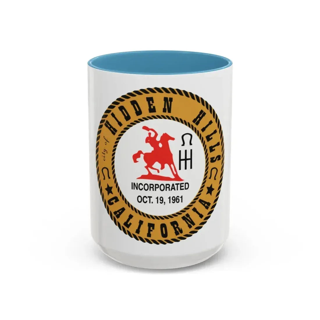 Seal of Hidden Hills California - Accent Coffee Mug 15oz Light Blue - Go Mug Yourself