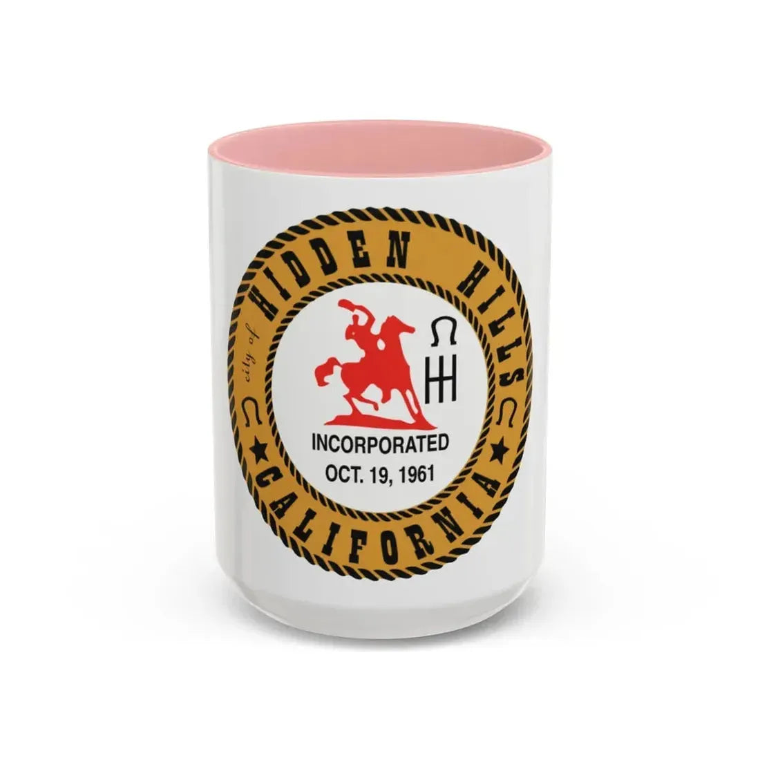 Seal of Hidden Hills California - Accent Coffee Mug 15oz Pink - Go Mug Yourself
